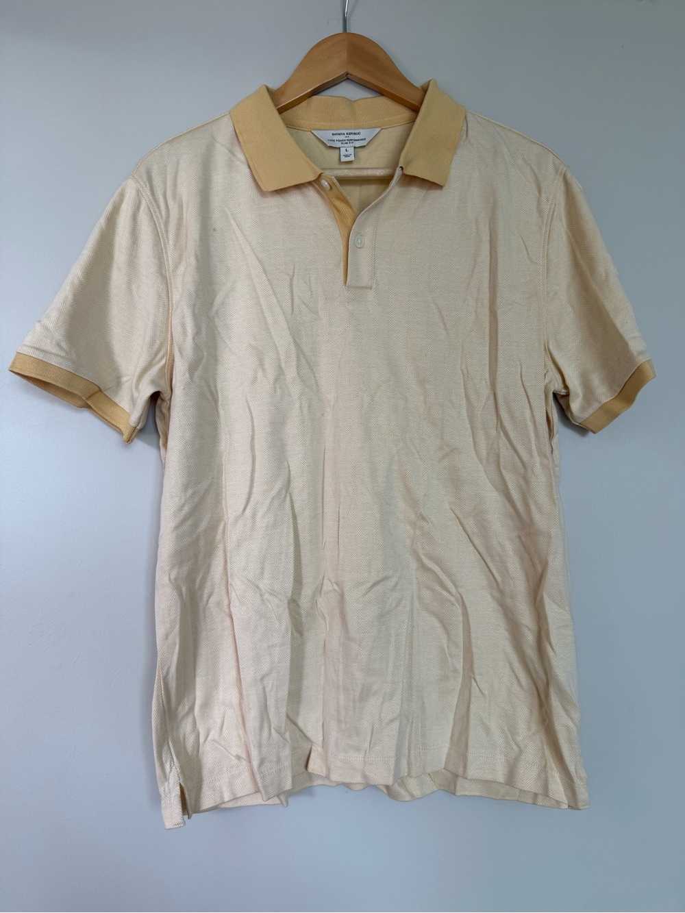 Banana Republic Men's Cream Polo with Tan Accents